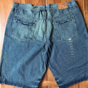 Phat Farm Shorts Men 48x15.5  Blue Denim Jorts Baggy Logo‎ Hip-Hop Y2K 90s